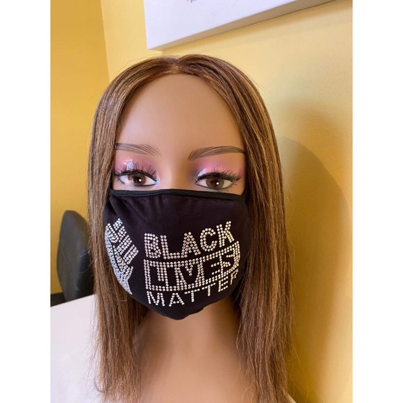 Black Lives Matter Fist  Face Mask Crystal Front L - Picture 8 of 10